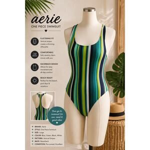 Arie Swimsuit One Piece Racerback Striped SZL Beach Vacation Slimming